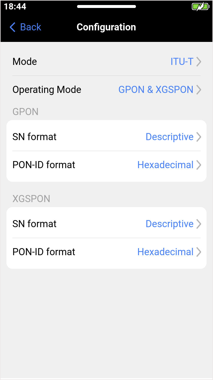 PX92 konfiguration med val för PON-läge