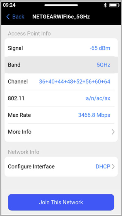 WX90 visar detaljer om en accesspunkt